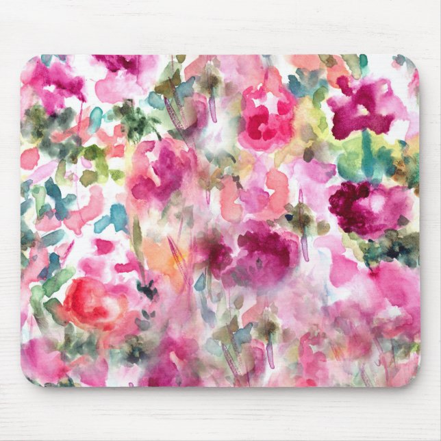 Mousepad Fundo floral da aguarela roxa abstrata (Frente)
