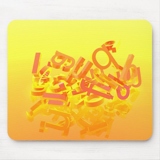 Mousepad Fundo laranja com letras (Frente)