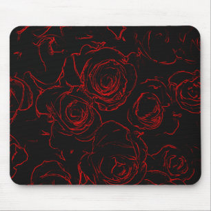 Mousepad Fundo Preto do Rosa vermelha