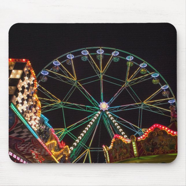 Mousepad Funfair Ferris Wheel à Noite (Frente)