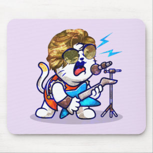 Mousepad Funky Rockstar Cat - Gatinho Legal do Lover Música