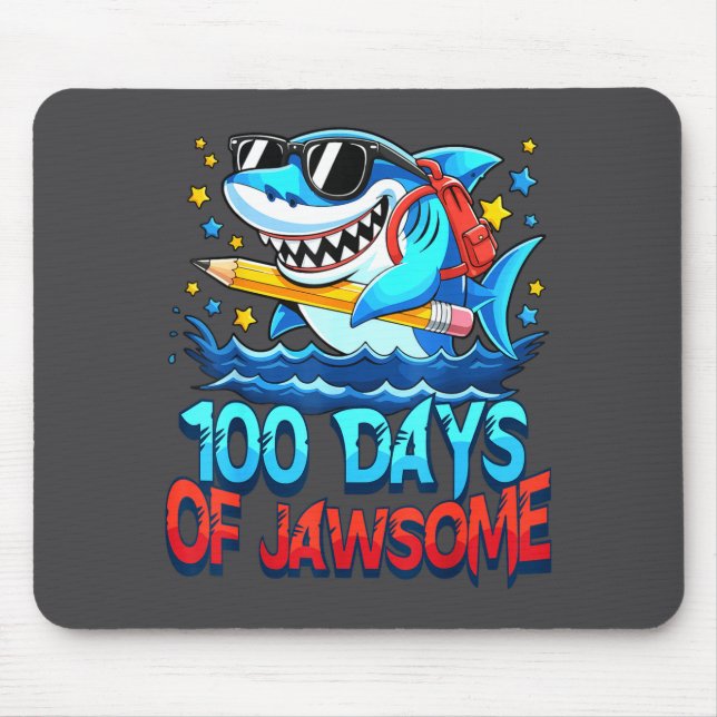Mousepad Funny 100 Days Of Jawsome Shark Kids Boy 100th Day (Frente)