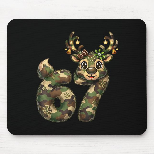 Mousepad Funny 67 Christmas Holiday Camo Hunting Reindeer D (Frente)