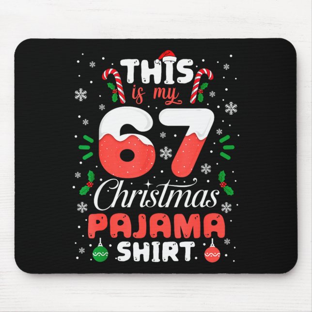 Mousepad Funny 67 Christmas Pajamas Shirt Six Seven Meme Br (Frente)
