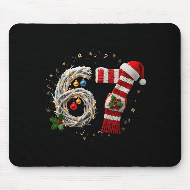 Mousepad Funny 67 Christmas Xmas Six Seven F 6 7 Santa Hat  (Frente)