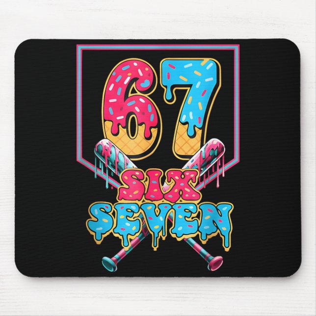 Mousepad Funny 67 Ice Cream Drip Baseball Six Seven Gift Fo (Frente)