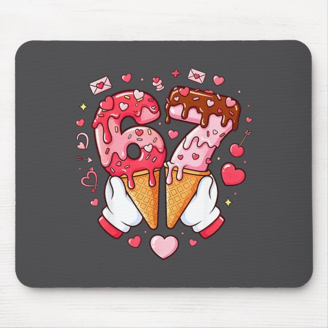 Mousepad Funny 67 Meme Six Seven Ice Cream Matching Couples (Frente)
