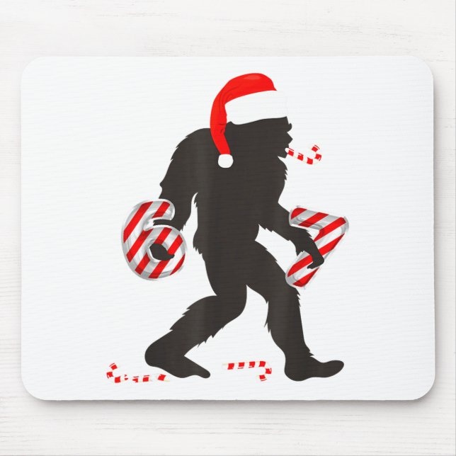 Mousepad Funny 67 Meme With Bigfoot And Candy Canes Christm (Frente)
