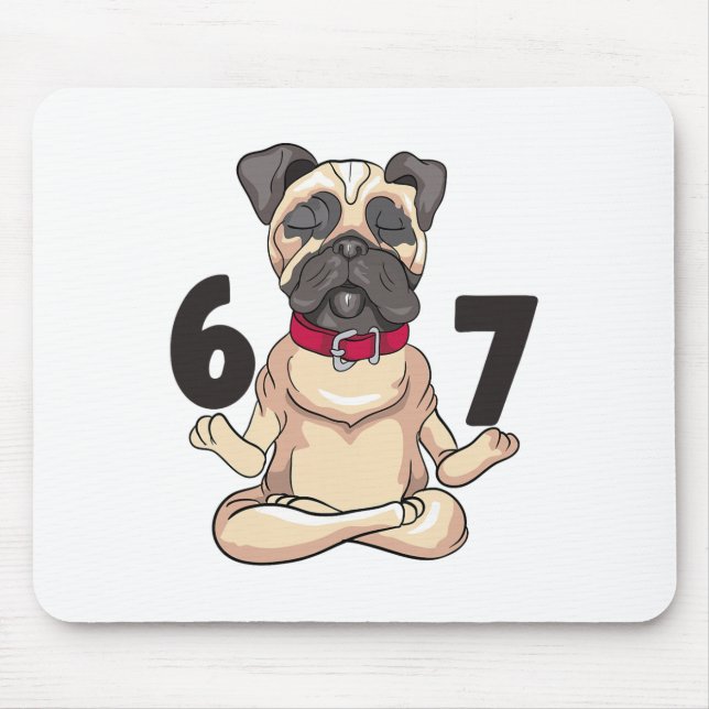 Mousepad Funny 67 Pug Dog Yoga Hand Pose Graphic  (Frente)