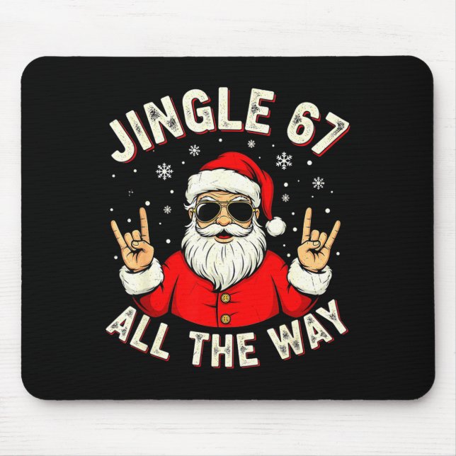 Mousepad Funny 67 Rock On Santa Six Seven Trendy Meme Holid (Frente)