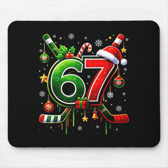 Mousepad Funny 67 Six Seven Christmas Ice Hockey  (Frente)