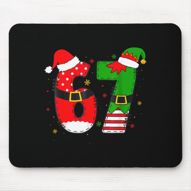 Mousepad Funny 67 Six Seven Meme 6 7 Christmas Elf Santa Pa (Frente)