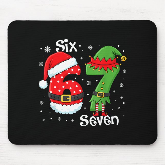 Mousepad Funny 67 Six Seven Meme 6 7 Elf Santa Christmas Pa (Frente)