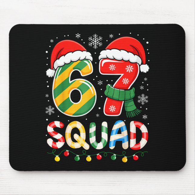 Mousepad Funny 67 Squad Candy Cane Santa Hat Christmas Men  (Frente)