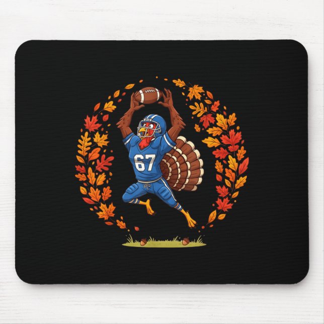 Mousepad Funny 67 Thanksgiving Football Turkey Fall Srts Ga (Frente)