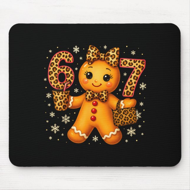Mousepad Funny 6 7 Christmas Leopard Bow Gingerbread Girls  (Frente)