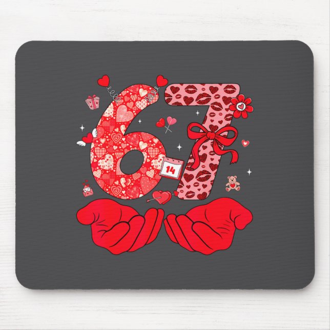 Mousepad Funny 6 7 Hands Meme Cute Valentine's Day Six Seve (Frente)