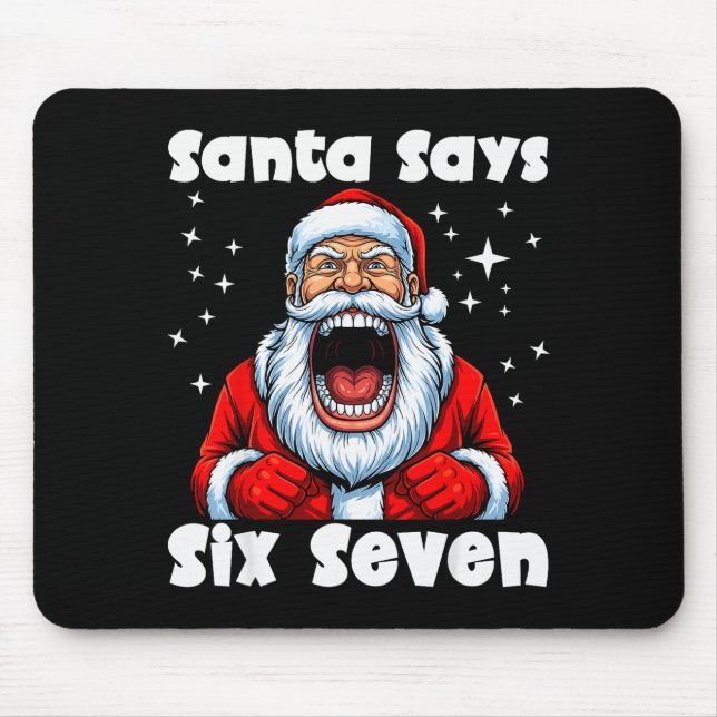 Mousepad Funny 6 7 Meme Big Mouth Boy Santa Claus Says Merr (Frente)