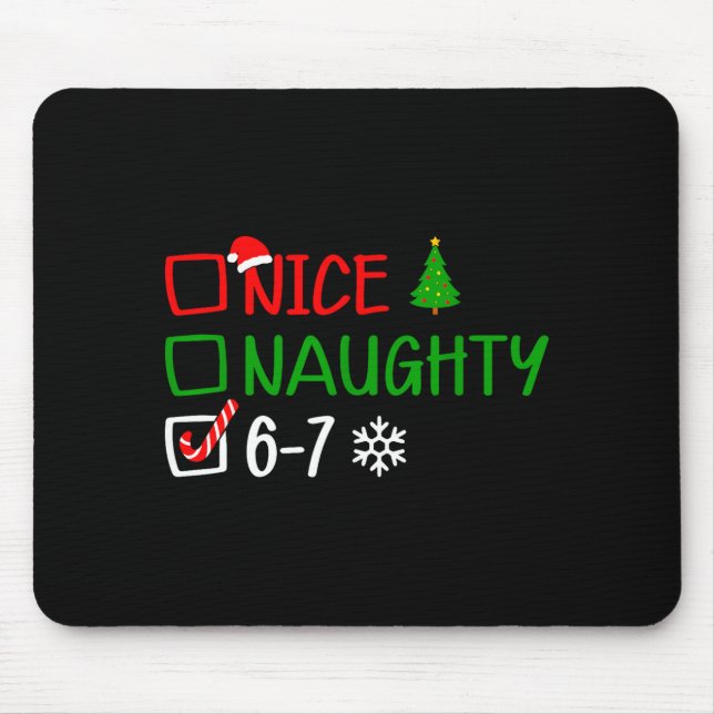 Mousepad Funny 6-7 Meme Nice Naughty Christmas Brain Rot Gr (Frente)