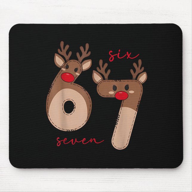 Mousepad Funny 6 7 Six Seven Meme Christmas Reindeer Gen Al (Frente)