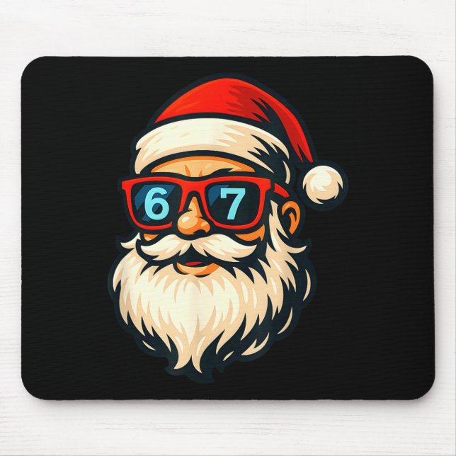 Mousepad Funny 6 7 Six Seven Meme Santa Face Christmas Men  (Frente)