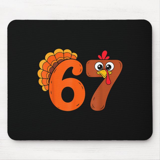 Mousepad Funny 6 7 Six Seven Meme Thanksgiving Turkey Holid (Frente)