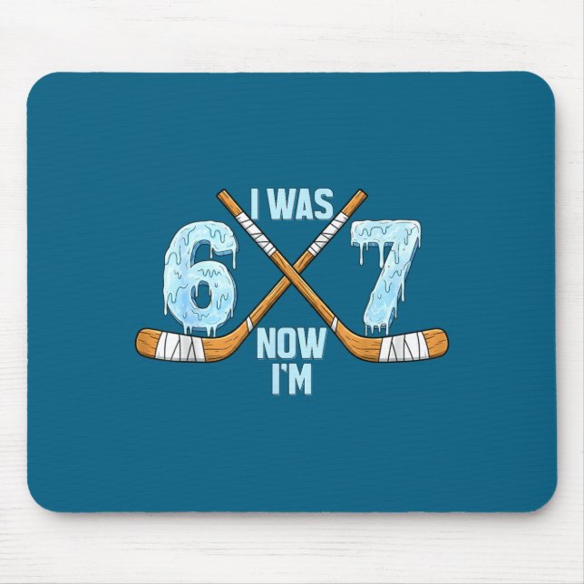 Mousepad Funny 7th Hockey Birthday Boy I Was 6 Now I'm 7 Ye (Frente)