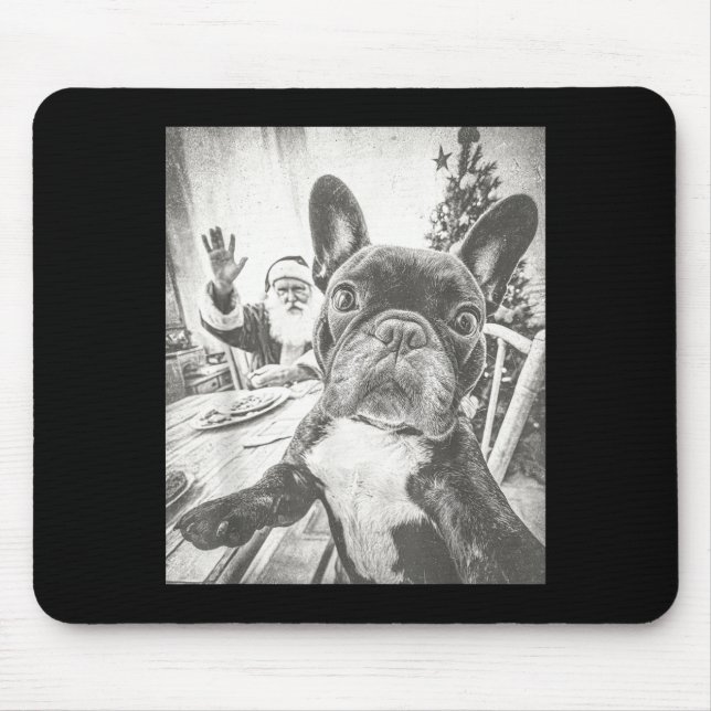 Mousepad Funny Ai French Bulldog Selfie With Santa Claus Ch (Frente)