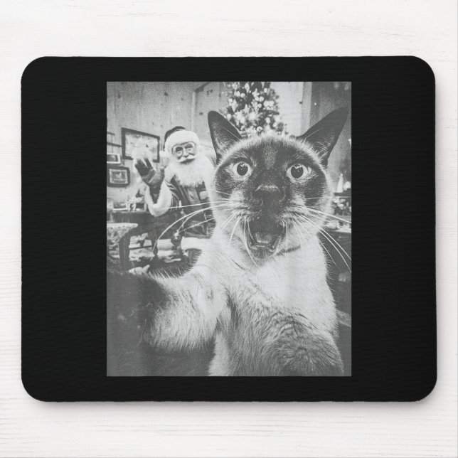 Mousepad Funny Ai Siamese Cat Selfie With Santa Claus Chris (Frente)