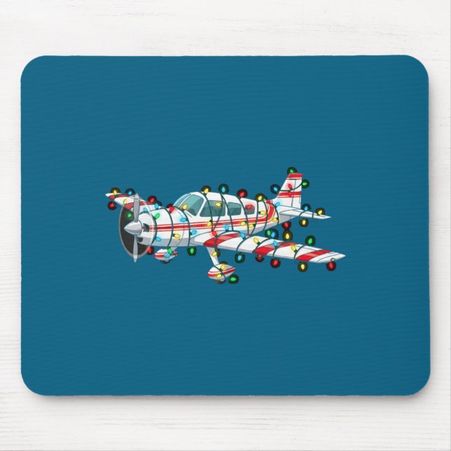 Mousepad Funny Airplane Christmas Graphics Lights Lover Lon (Frente)
