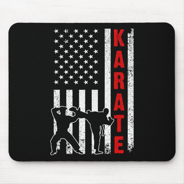Mousepad Funny American Flag Karate Art For Men Women Karat (Frente)