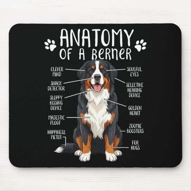 Mousepad Funny Anatomy Bernese Mountain Dog Cute Berner Lov (Frente)