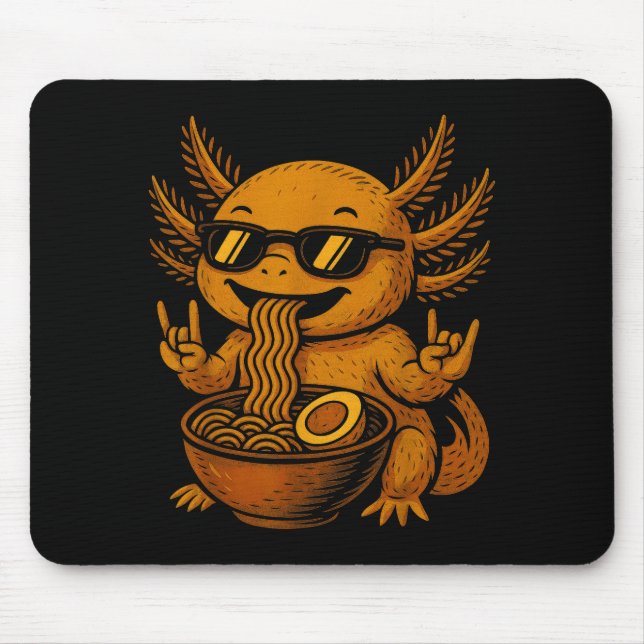 Mousepad Funny Anime Kawaii Axolotl Eating Ramen Graphic Te (Frente)