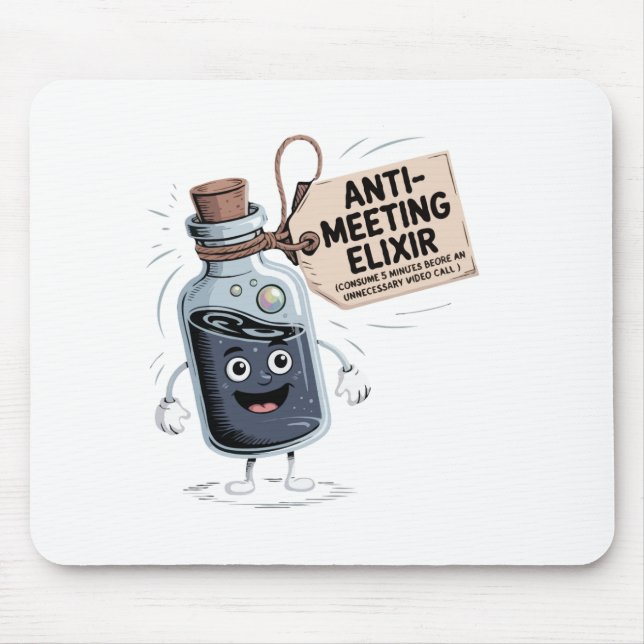 Mousepad Funny Anti-Meeting Elixir | Retro Cartoon Office H (Frente)