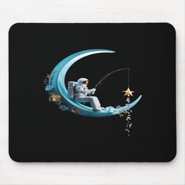 Mousepad Funny Astronaut Christmas Floral Chinoiserie Space (Frente)