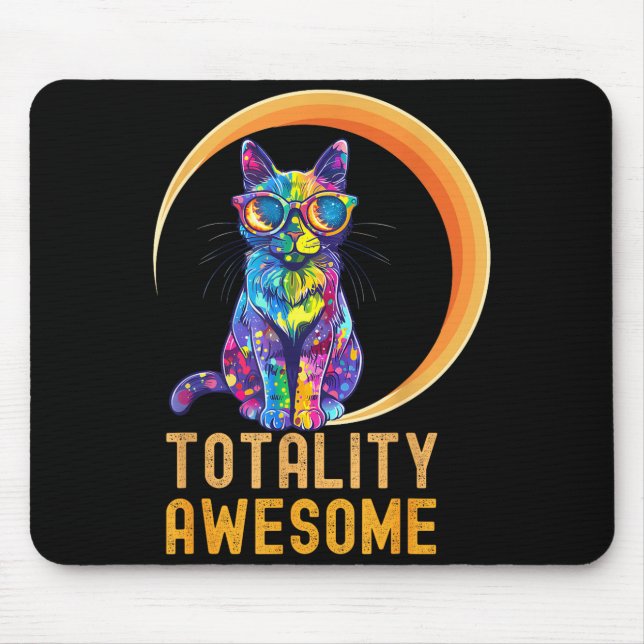 Mousepad Funny Awesome Cat Usa Solar Eclipse Totality (Frente)