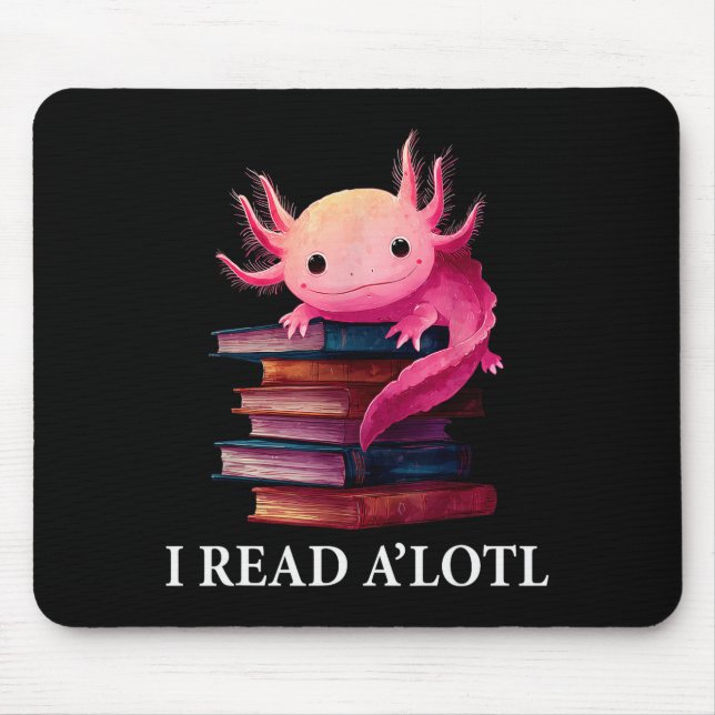 Mousepad Funny Axolotl Book Lover Librarian Reading Library (Frente)