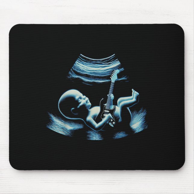 Mousepad Funny Baby Guitar Player Rock Music Pregnancy Anno (Frente)