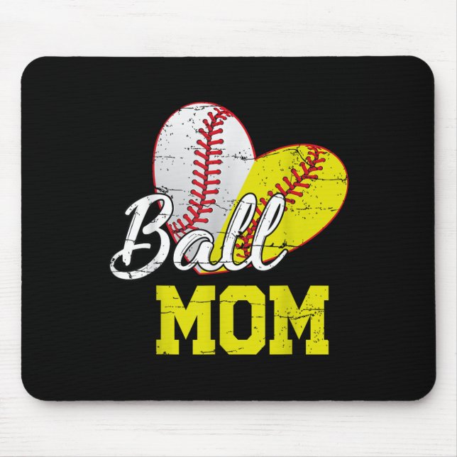 Mousepad Funny Ball Mom Softball Baseball For Women Mothers (Frente)