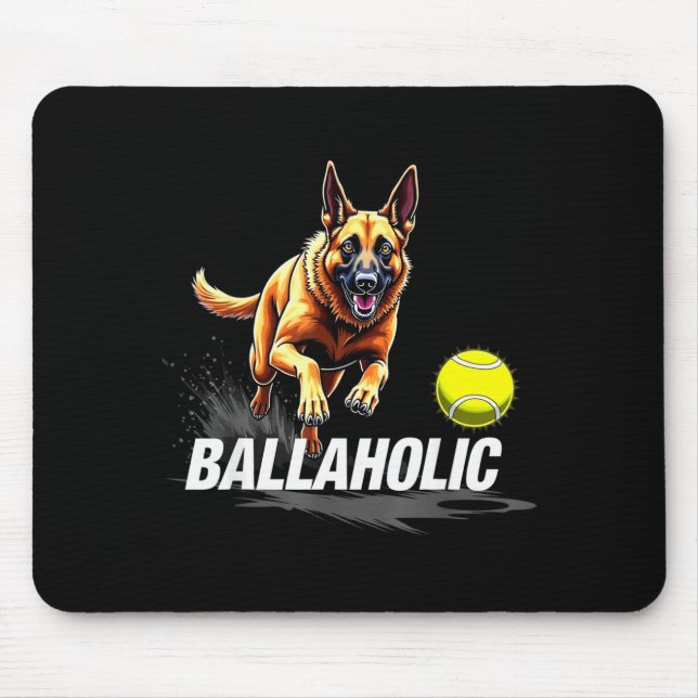 Mousepad Funny Ballaholic Belgian Shepherd Dog Chasing Mali (Frente)