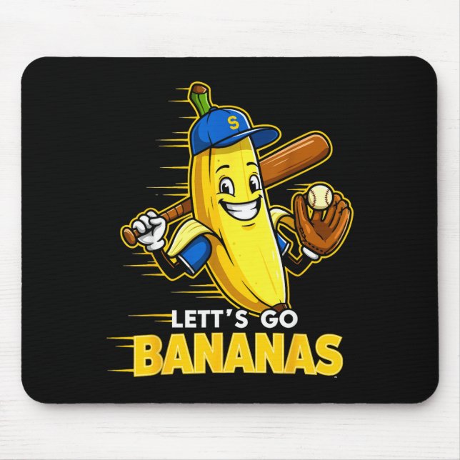 Mousepad Funny Banana Shirts Gift Fruit Lovers Boys Lets Go (Frente)
