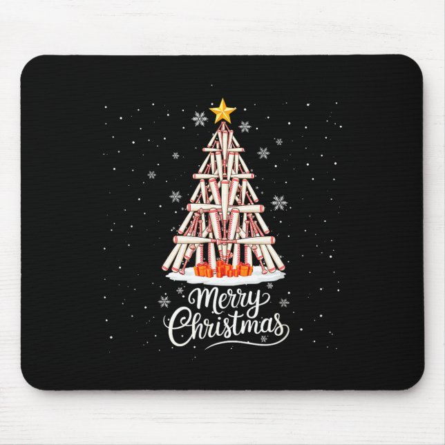 Mousepad Funny Baseball Bats Christmas Tree Lights Xmas For (Frente)