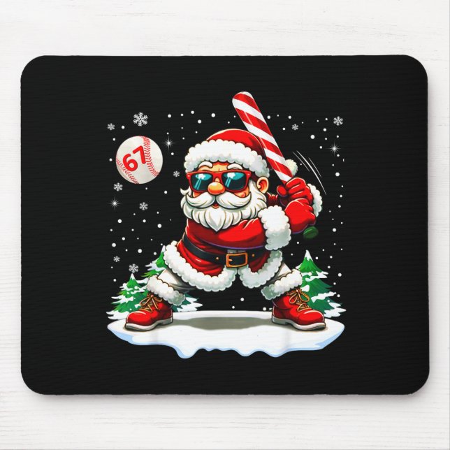Mousepad Funny Baseball Santa 67 Christmas Xmas Pajamas Boy (Frente)