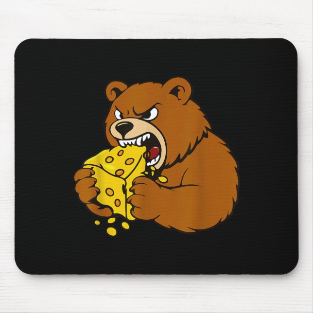 Mousepad Funny Bear Eating Cheese Illustration For Food Lov (Frente)