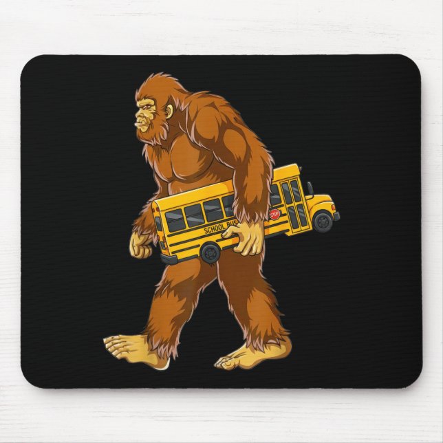 Mousepad Funny Bigfoot Bus Driver Sasquatch School Bus Love (Frente)