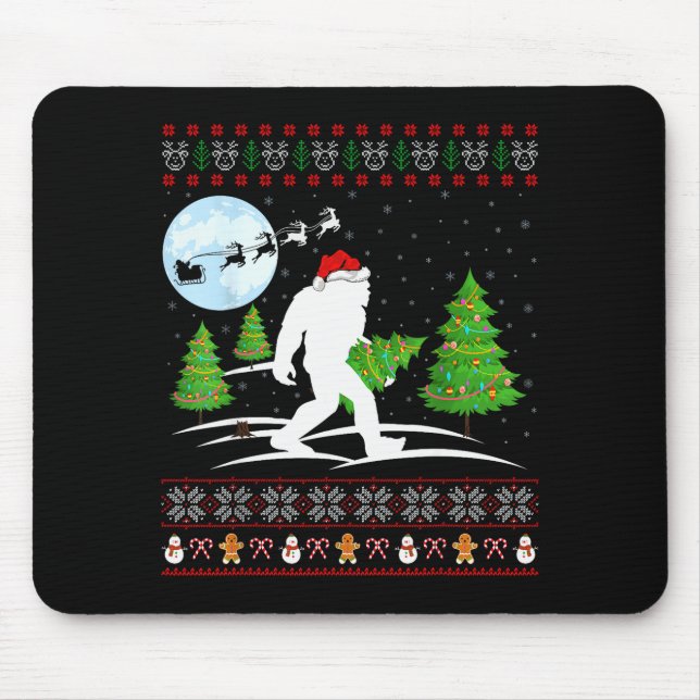 Mousepad Funny Bigfoot Xmas Gift Santa Hat Ugly Bigfoot Chr (Frente)
