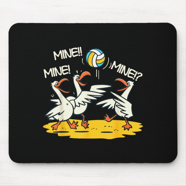 Mousepad Funny Bird Playing Volleyball Mine Game Day Beach  (Frente)