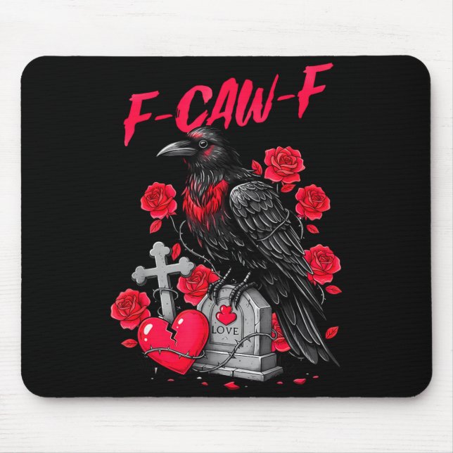 Mousepad Funny Black Bird F-caw-f Anti Valentines Day Singl (Frente)