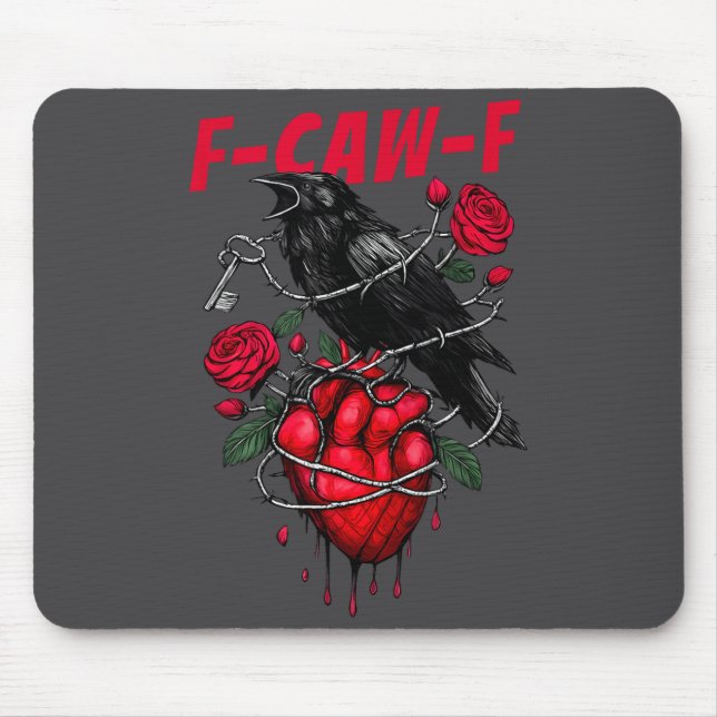 Mousepad Funny Black Bird F-caw-f Anti Valentines Day Singl (Frente)