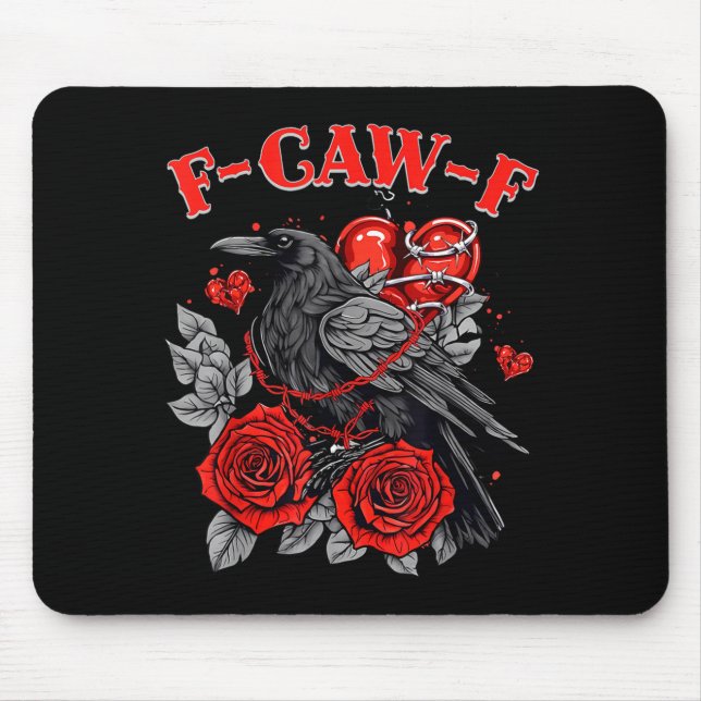 Mousepad Funny Black Bird F-caw-f Anti Valentines Day Singl (Frente)